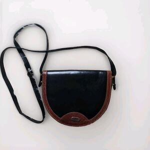 Gianni Firenze Small Mini Two-toned Black Crossbody Italian Leather Handbag